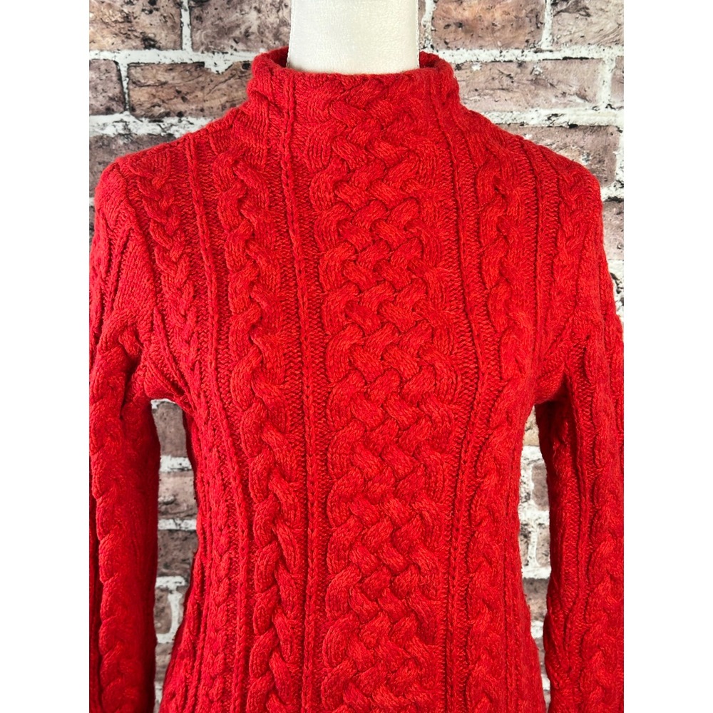 Classic Lands' End Red Cable Knit Sweater Preppy Cozy Staple Women's Size S 6-8 - Picture 4 of 13